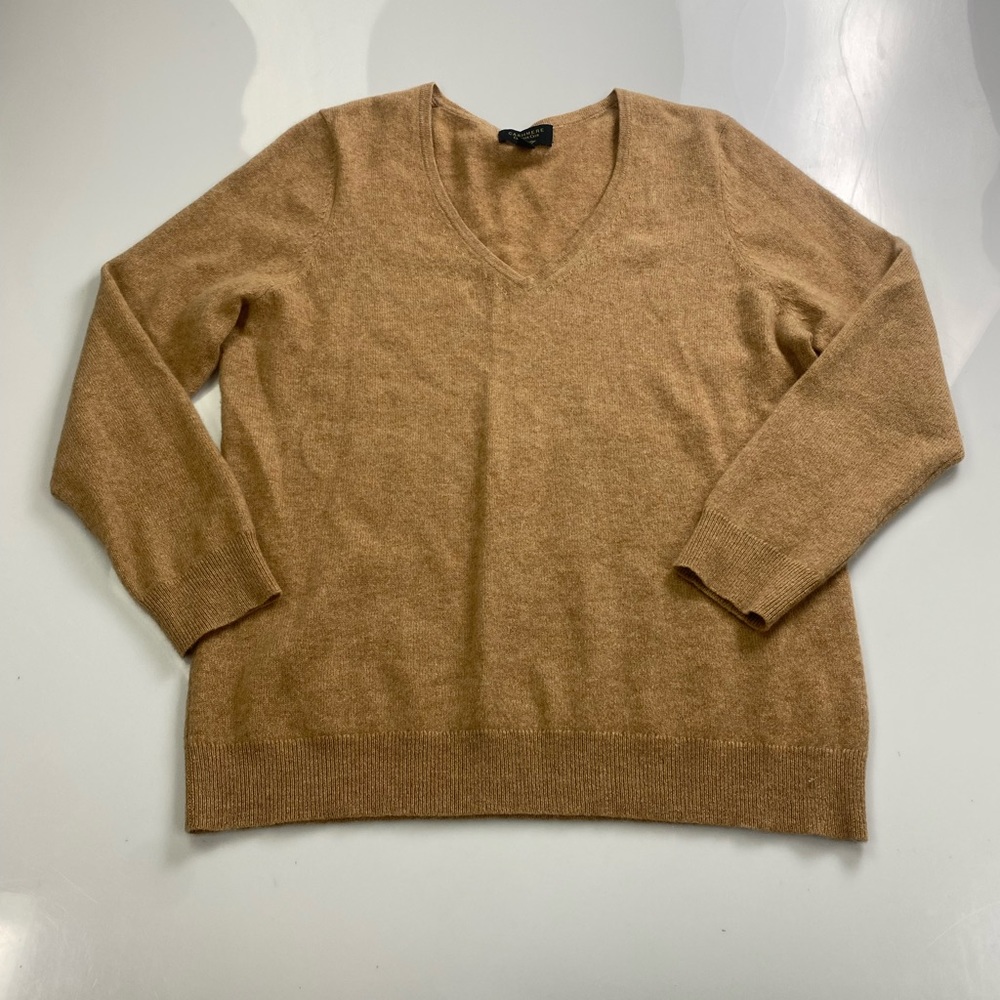 CASHMERE CHARTER CLUB dark tan pull over 100% cashmere sweater p30-07